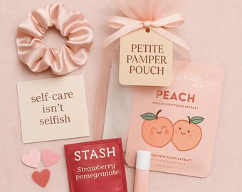 Petite Pamper Pouch: Self-Care Gift Bag with Satin Scrunchie & Face Mask
