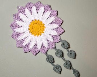 CROCHET PATTERN Daisy Wall Art Wall Hanging Wall Decor with Hanging Vines US terms