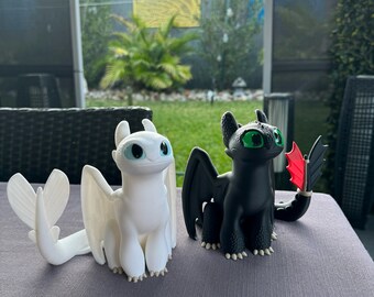 3D Printed Toothless and Light Fury