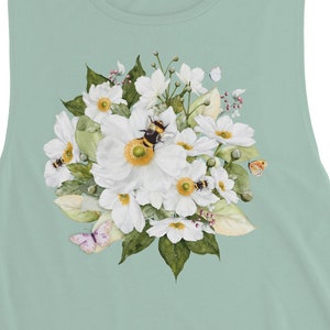 Honigbiene unter Apfelblüten-Aquarell-Illustrations-Damen Muskelshirt