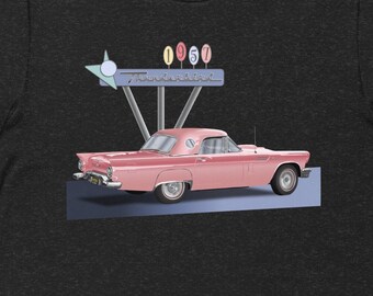 1957 Ford Thunderbird with Vintage Sign Unisex t-shirt