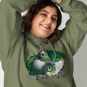 Parrot Illustration Green Cheek Conure Cuddles Unisex Hoodie Print Both Sides