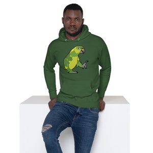 Sudadera unisex con capucha y dibujo de loro amazónico con nuca amarilla