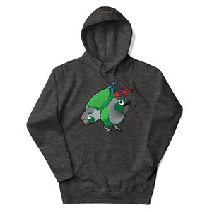 Cartoon Green Cheek Conure Parrot Pair Unisex Hoodie