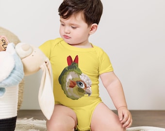 Green Cheek Conure Baby One Piece, Parrot Cartoon