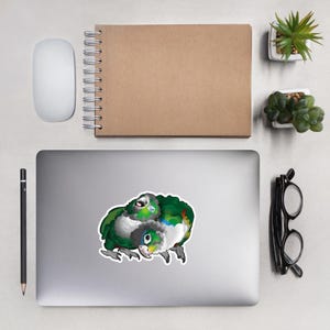 Pegatinas ilustradas sin burbujas de cotorras de mejillas verdes tiernas y adorables