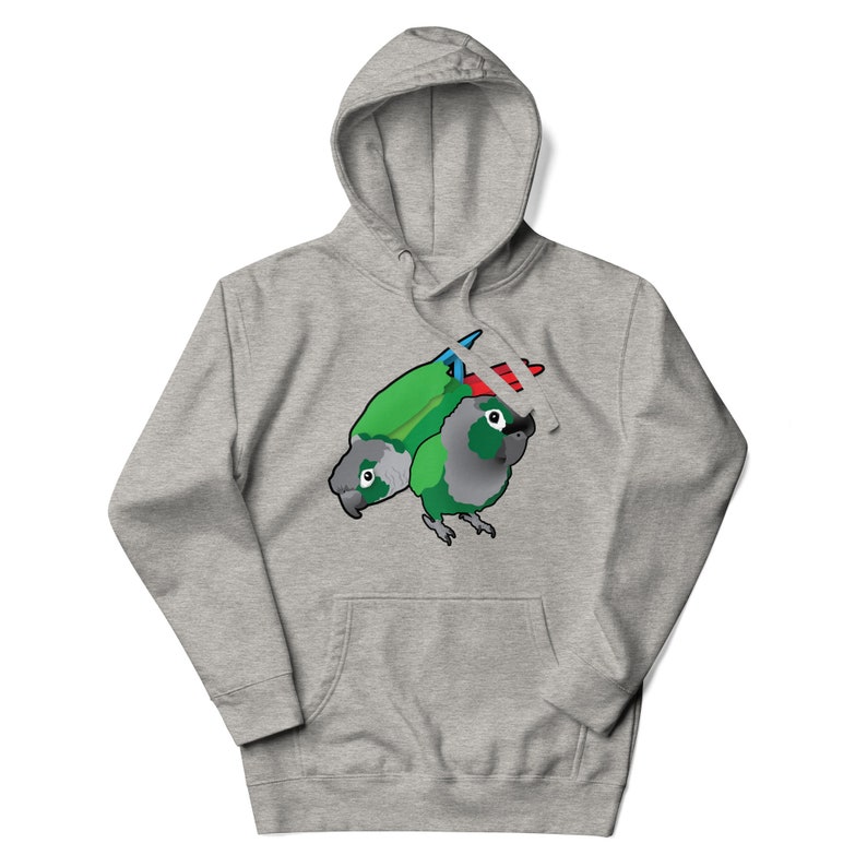 Cartoon Green Cheek Conure Parrot Pair Unisex Hoodie