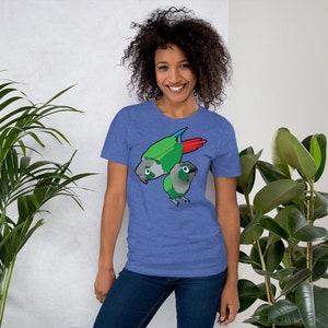Camiseta unisex de loros conure de mejillas verdes Double Trouble