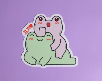 Frog Couple Sticker, Gift for frog lovers, Kawaii Frog, Froggy Sticker, Couples Gifts