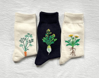 ROOT VEGETABLES, Unisex, Organic Cotton Socks, Fashion Socks, Unique Socks, Funny Socks