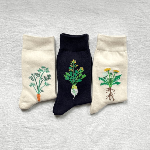 ROOT VEGETABLES, Unisex, Organic Cotton Socks, Fashion Socks, Unique Socks, Funny Socks