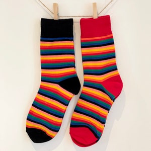 Rainbow Striped Socks, Women&#39;s Cotton Socks, 2 Colours, Fashion socks, Unique