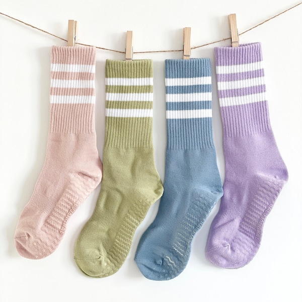 Triple Line Yoga Socks, Pilates Non Slip Socks, Women's Socks, Long Socks, Sports Socks, 4 Colours