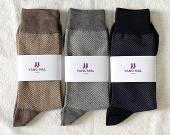 Men's Jacquard Suit Socks: Oblique Line, Dress Socks, 3 Colours