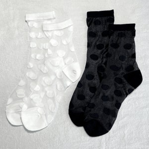 Sheer Dotted Socks, Women&#39;s Socks, Fashion Socks, Unique Socks, See-through Socks
