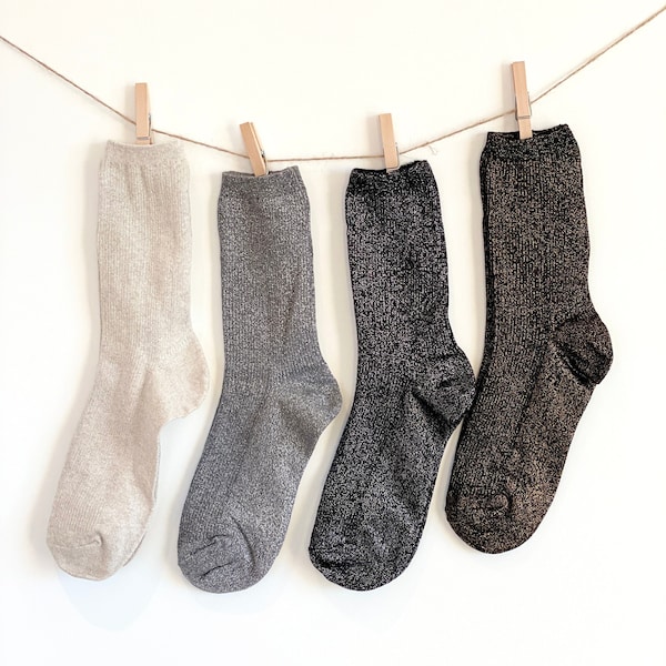 Chaussettes longues à paillettes, Chaussettes décontractées, Chaussettes en coton, Chaussettes pour femme, Chaussettes uniques, Chaussettes à la mode