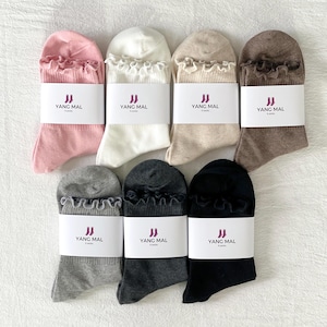 Calzini Donna Con Volant In Cotone – Bianco, Bordo A Lattuga | Calzini Alla Caviglia Con Risvolto, Taglia Unica 5-9 US - 4