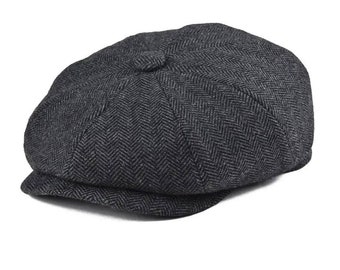 Peaky Blinders Cap / Baker Boy Casquette / Cotton Newsboy Scottish Harris Tweed 8 Panel Man Flat Cap / Large Crown Golf Casquette