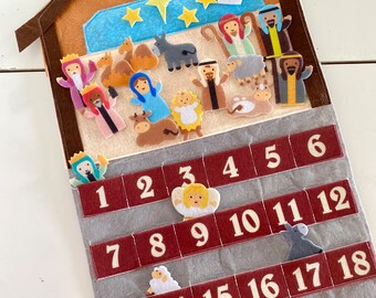 Nativity Advent Calendar, Felt Advent Calendar, Christmas, Baby Jesus, True Meaning of Christmas, Sunday School, Gift for kids