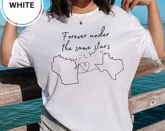 Custom Long Distance Gift Best Friend Family Boyfriend Girlfriend Moving Away Gift Moving States T-Shirt Sweatshirt Family Reunion Group Tee
