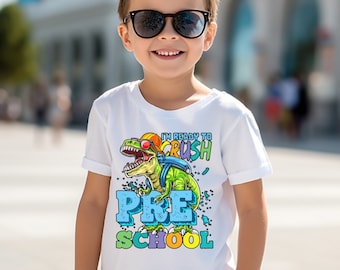 Preschool First Day of School Boys Dino Shirt I'm Ready to Crush Preschool  Back to School Preschool  Gift Tee for Boys and Girls