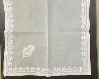 Chikankari Lucknow Pure cotton hand embroidered  white Table napkin set /T/16X16 set of 6 napkins