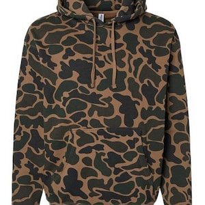 Camo Hoodie Vintage Duck Camo Brown Deep Green