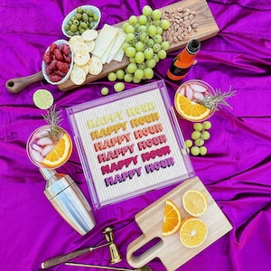 PATRÓN DIGITAL: Bandeja Bargello "Happy Hour" - Patrón de bordado sobre lienzo de plástico