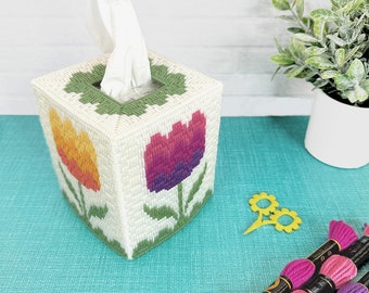 DIGITALE MUSTER: "Blumenkind" Bargello Taschentücherbox Bezug - Bargello Plastic Canvas Nadelspitzen Handwerksmuster