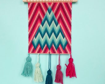 DIGITALE MUSTER: "O Chevron Tree" Bargello Wandbehang - Bargello Plastic Canvas Nadelspitzen Handwerksmuster