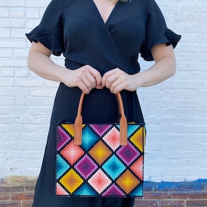 DIGITALES MUSTER: ""Big Love" Bargello Tasche - Bargello Plastic Canvas Nadelspitzen Handwerksmuster."