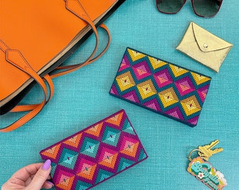 DIGITALES MUSTER: "Brandy" Bargello Brieftasche - Bargello Plastic Canvas Nadelspitzen Handwerksmuster