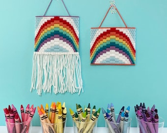 DIGITAL PATTERN: "Over The Rainbow" Bargello Project for Kids - Bargello Plastic Canvas Needlepoint Craft Pattern