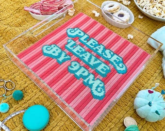 DIGITALE ANLEITUNG: "Pleas Leaves" Bargello Tablett - Strickmuster ""Peas Leaves""."