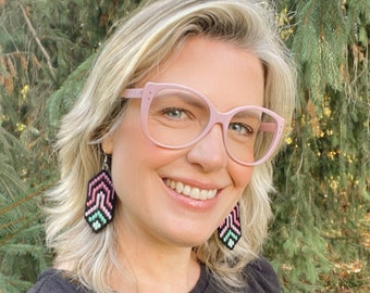 DIGITAL PATTERN: Florentine Bargello Earrings - Bargello Plastic Canvas Needlepoint Craft Pattern