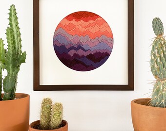 DIGITAL PATTERN: &quot;Taken By The Wind&quot; Bargello Wall Decor - Bargello Plastic Canvas Needlepoint Craft Pattern