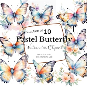 Pastel Butterfly Clipart | Spring Clipart | Transparent Images | Butterfly Clipart | Commercial Use | Instant Download | Pastel Moths