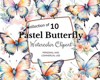 Pastel Butterfly Clipart | Spring Clipart | Transparent Images | Butterfly Clipart | Commercial Use | Instant Download | Pastel Moths