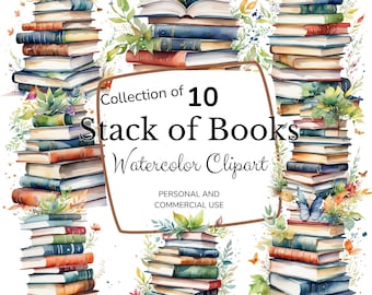 Stack Of Books Clipart | School PNG | Reading Clipart | Commercial Use | Instant Download | Bookworm PNG | Stack Of Books | Home Library