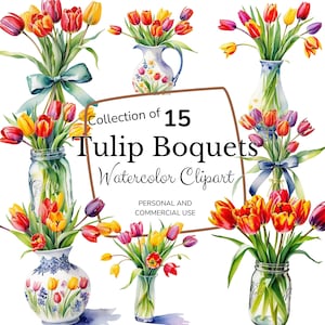 Tulpen Clipart | Frühling Clipart | Blumen Clipart | Tulpen PNG | Tulpen Rahmen | Tulpen Clipart Bundle | Blumen PNG | Sommer Boquet