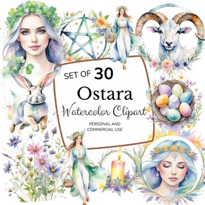Ostara Collection | Pagan Holiday Clipart | Floral Female Portrait | Wild Spirit PNG | Ostara Clipart | Ostara Goddess | Aries Clipart