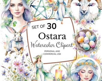 Ostara Collection | Pagan Holiday Clipart | Floral Female Portrait | Wild Spirit PNG | Ostara Clipart | Ostara Goddess | Aries Clipart