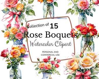 Rose Clipart | Rose PNG Designs | Instant Download | Wedding Clipart | Red Rose PNG | Digital Download | Summer Flower | Rose Boquet
