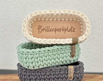 Brillenparkplatz Brillenhalter Brillenablage gehäkelt Geschenkidee Bobbiny