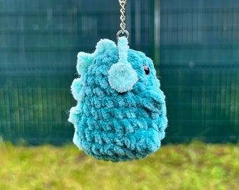 Groovy Dino Bruno crochet keychain