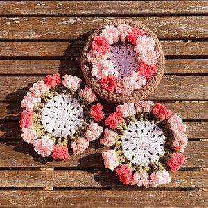 Pot de fleurs sous tasses en crochet, fait-main image 1