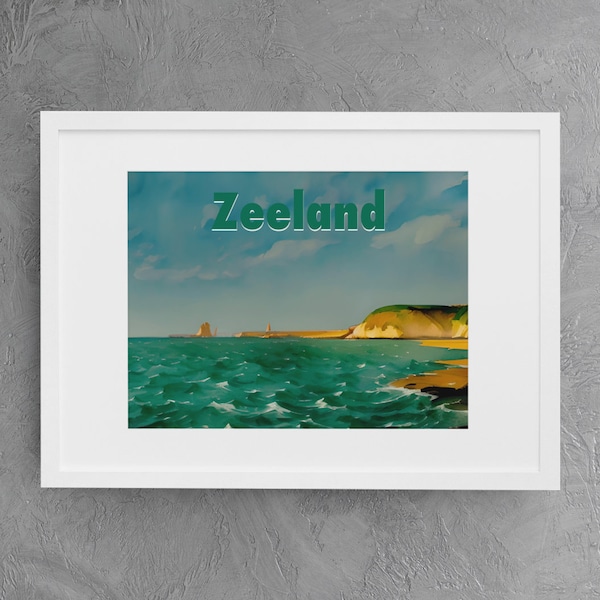 Zeeland travel print, DIGITAL PRINTS, Dutch iconic coastline, Netherlands landscape, solo travel memories, abstract art