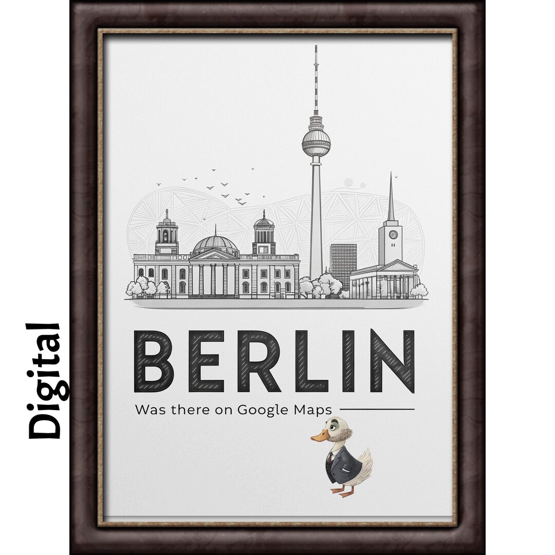 Berlin Was There on Google Maps Sarcastic Travel Explorer, Printable Wall Art JPEG, Black and White City Sketch, Digital Download - Etsy Japan
