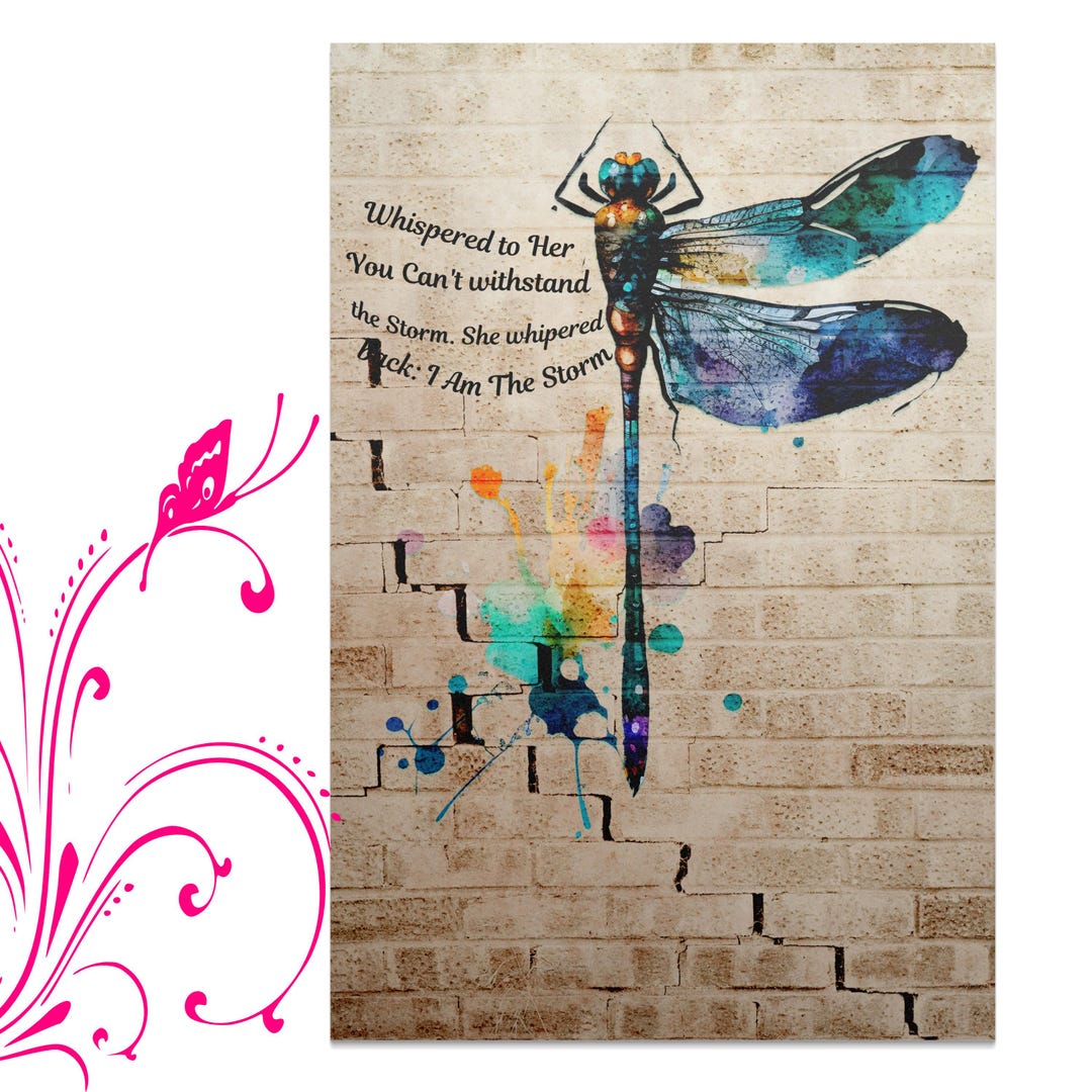 Dragonfly Digital Art, Inspirational Quote Print, Watercolor Effect ...