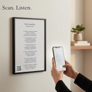 Loreley Heinrich Heine Love Poem Printable with Audio | QR Code Poetry Wall Art | Romantic Literary Gift | Audible RAP Poetry Edition